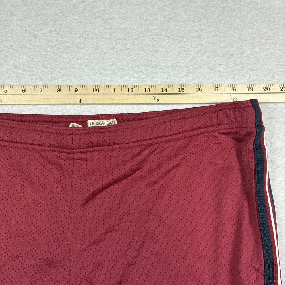 Vintage American Eagle Mens Basketball Shorts Y2K Large Red A24 Mesh Preppy